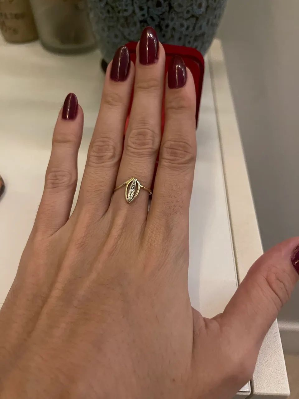 Anel ouro 18k, com detalhes ouro branco e brilhante  - Foto 3