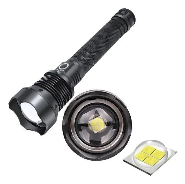 Lanterna P90 Flashlight Led Recarregável quatro leds duas baterias - Foto 4