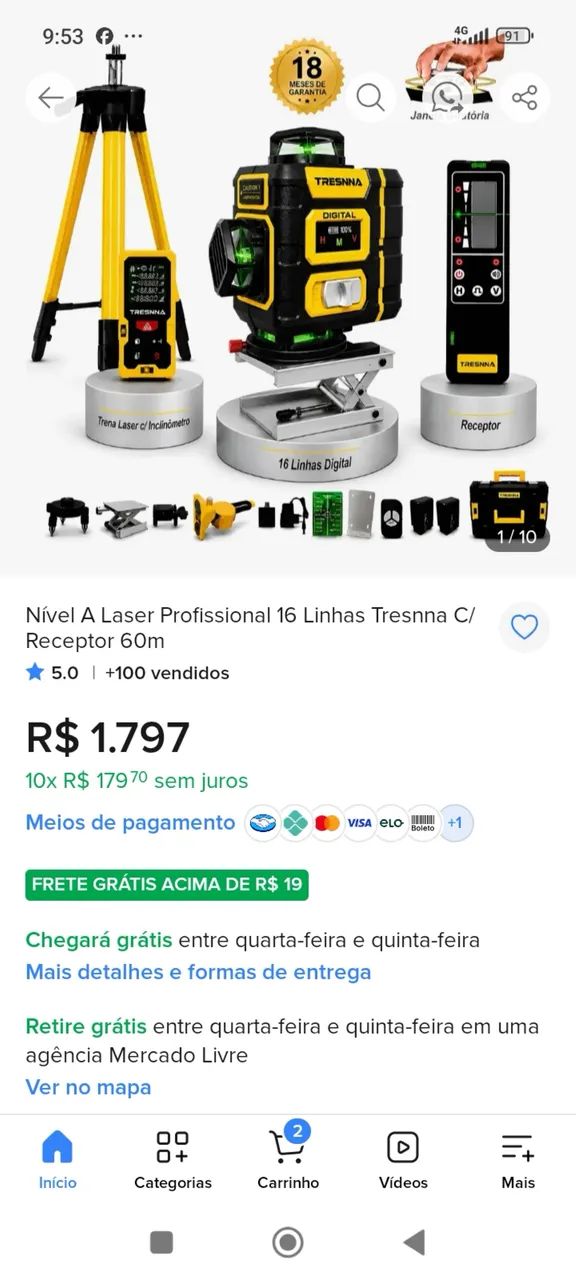 NÍVEL A LASER 60M NOVO - Foto 2