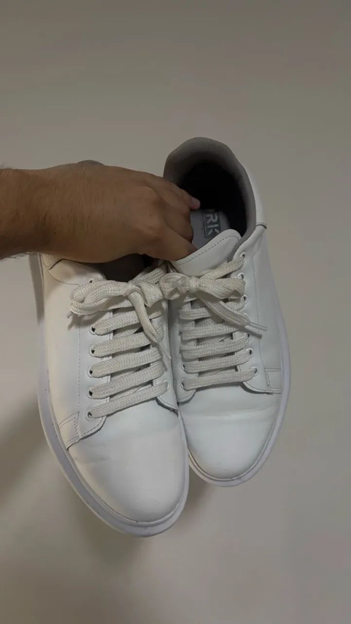 Tenis em couro branco masculino  - Foto 2