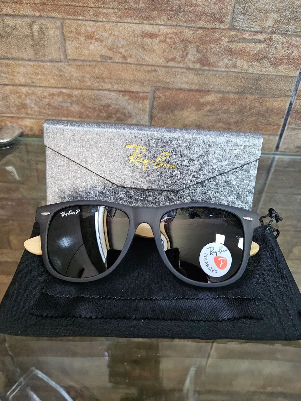 Óculos  Wayfarer Bambu Lentes polarizadas 