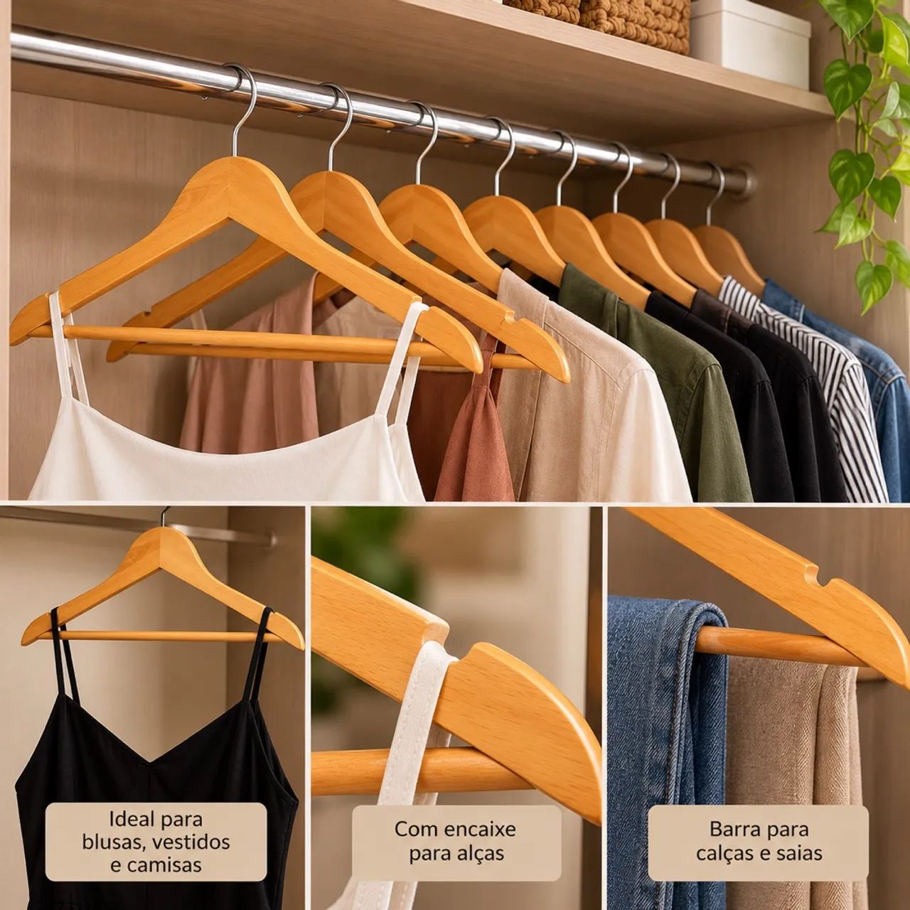 Cabides de Madeira para Loja e Closet R$ 5 - Foto 4
