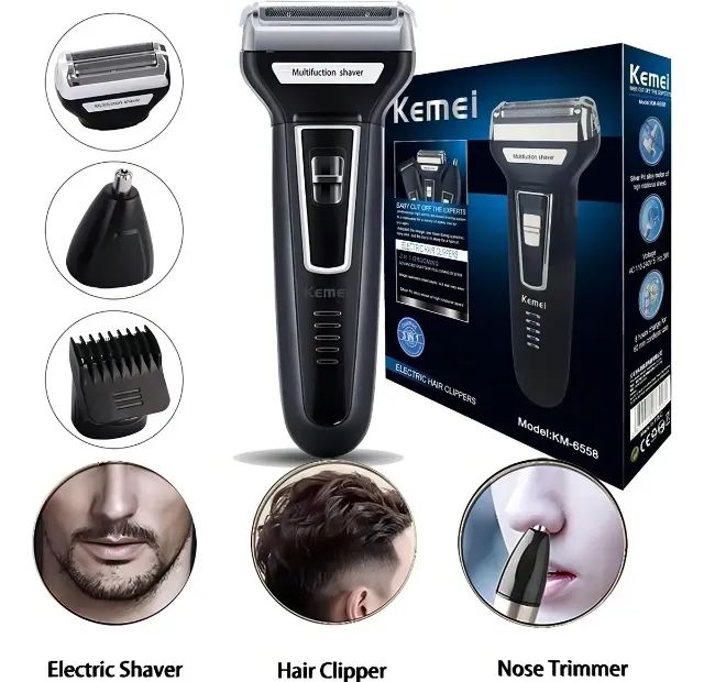 Barbeador E Cortador De Cabelo 3 Em 1 Kemei Km-6558 - Foto 4