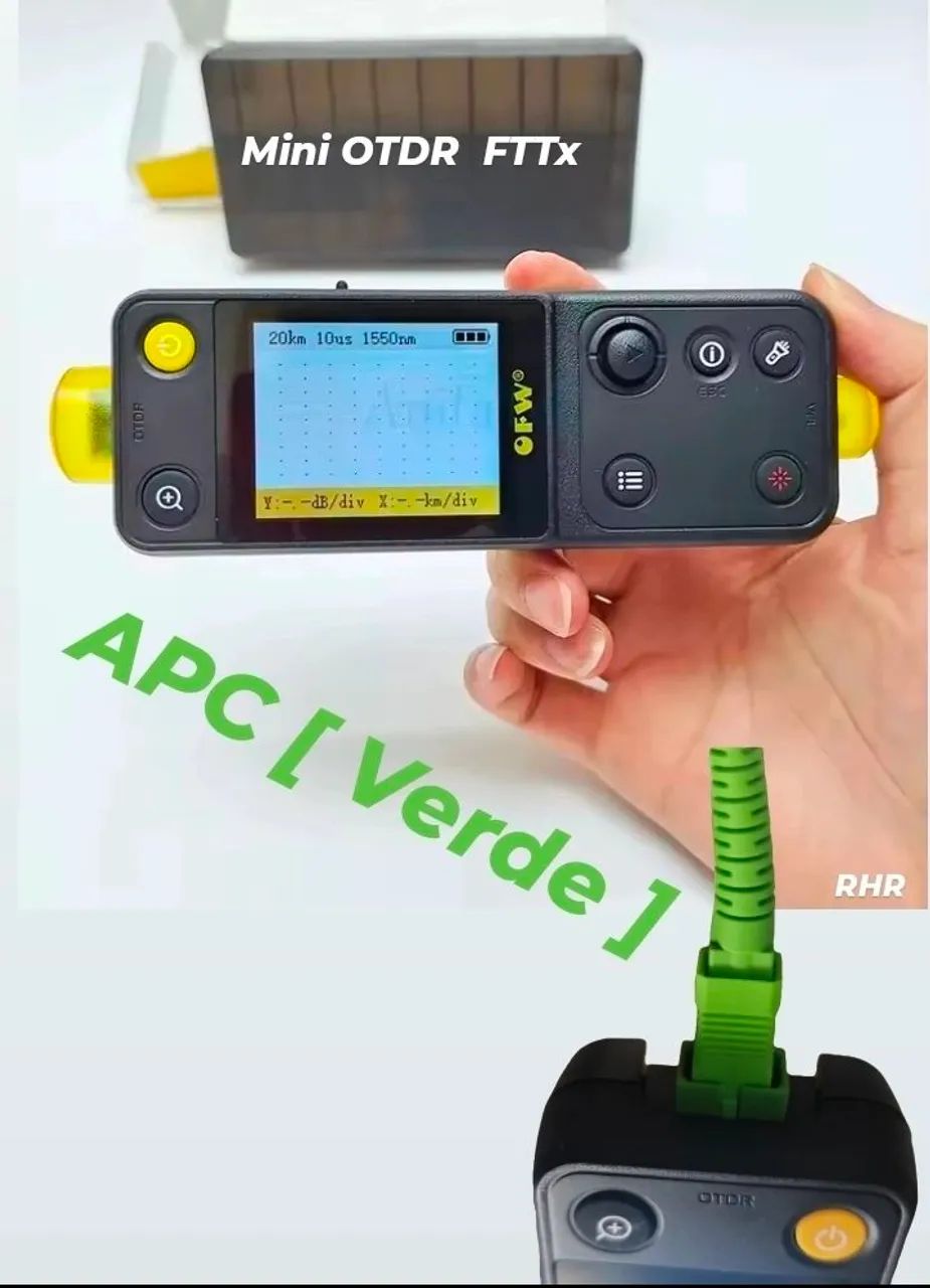 Mini OTDR Fibra Optica VFL  20km  APC Verde - Foto 5