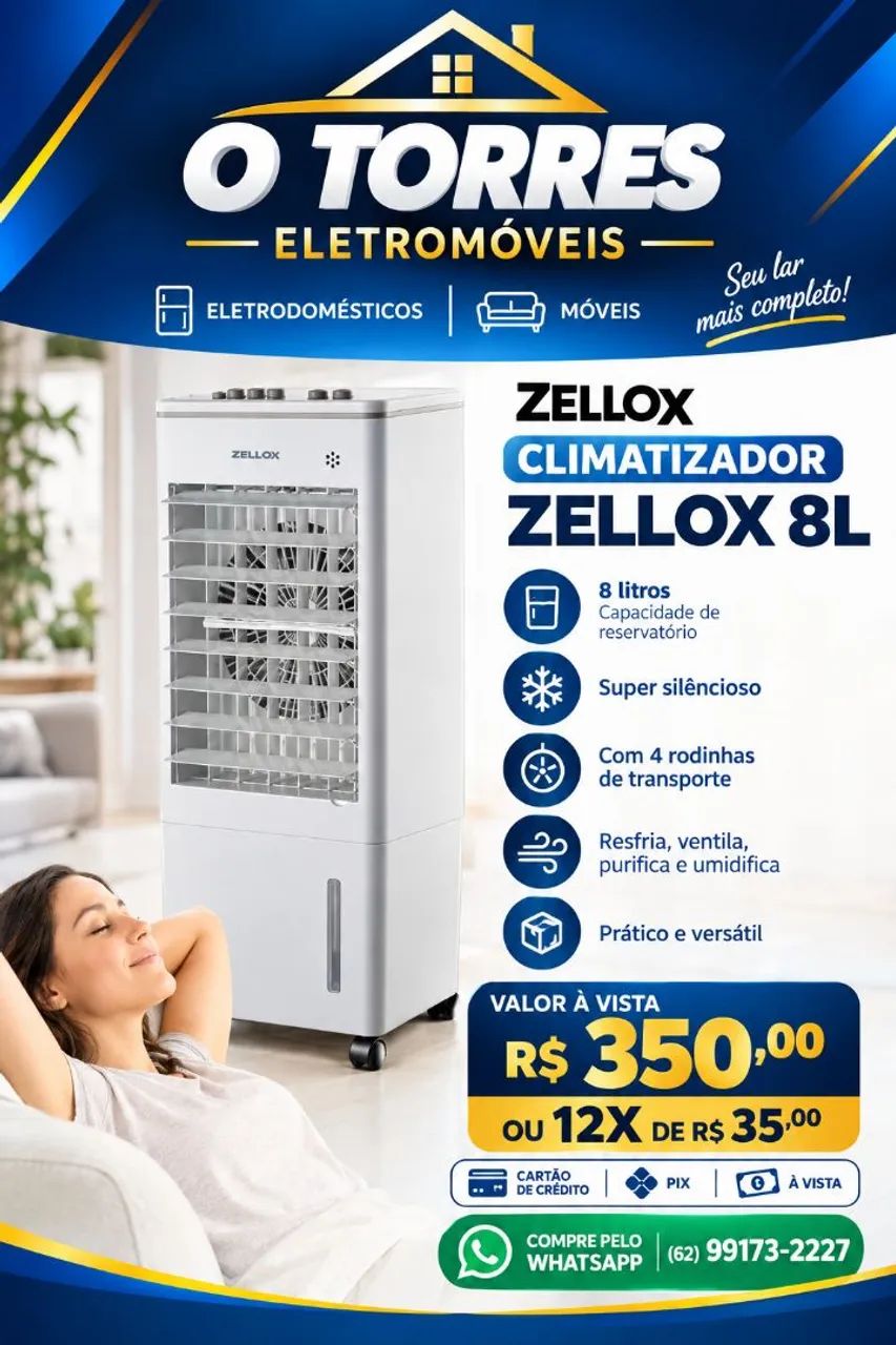 CLIMATIZADOR ZELLOX 8L NOVO COM GARANTIA! - Ventiladores e