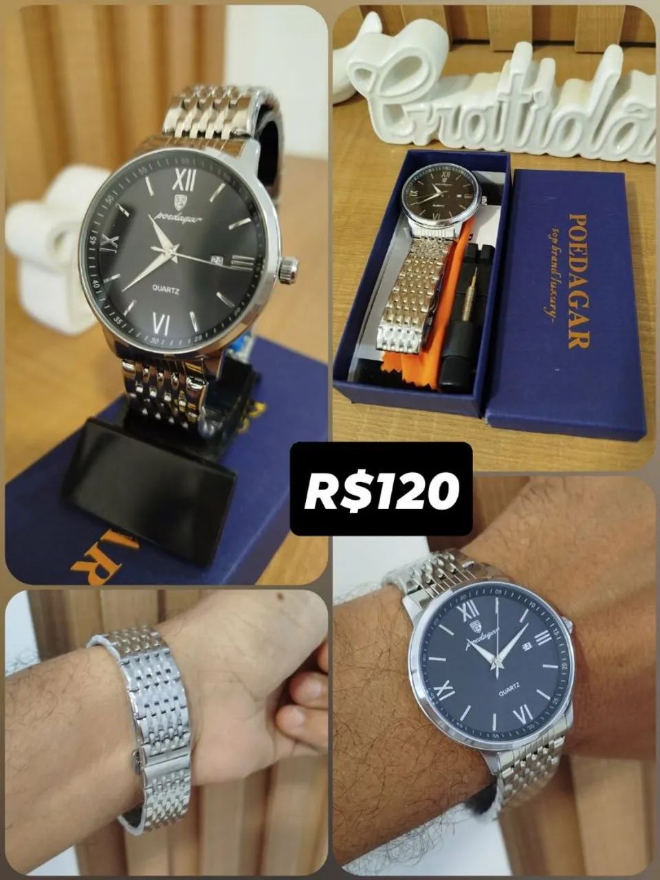 Relógio masculino Poedagar aço 