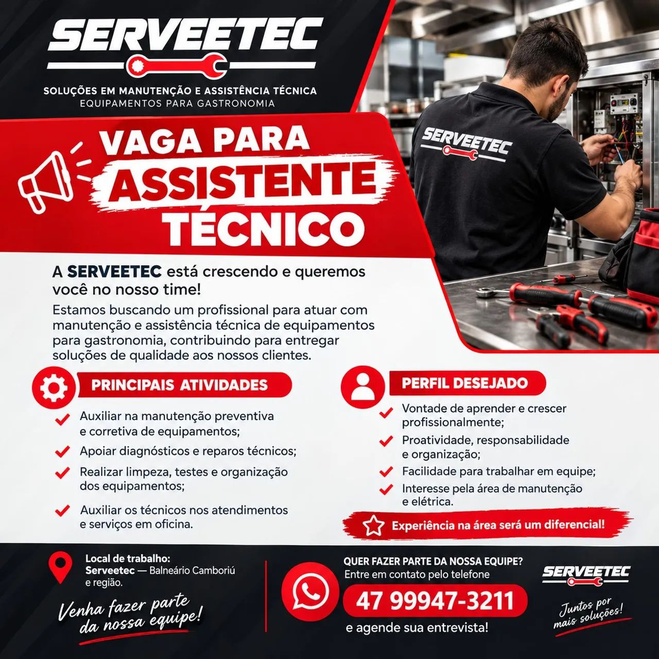  VAGA PARA ASSISTENTE TÉCNICO