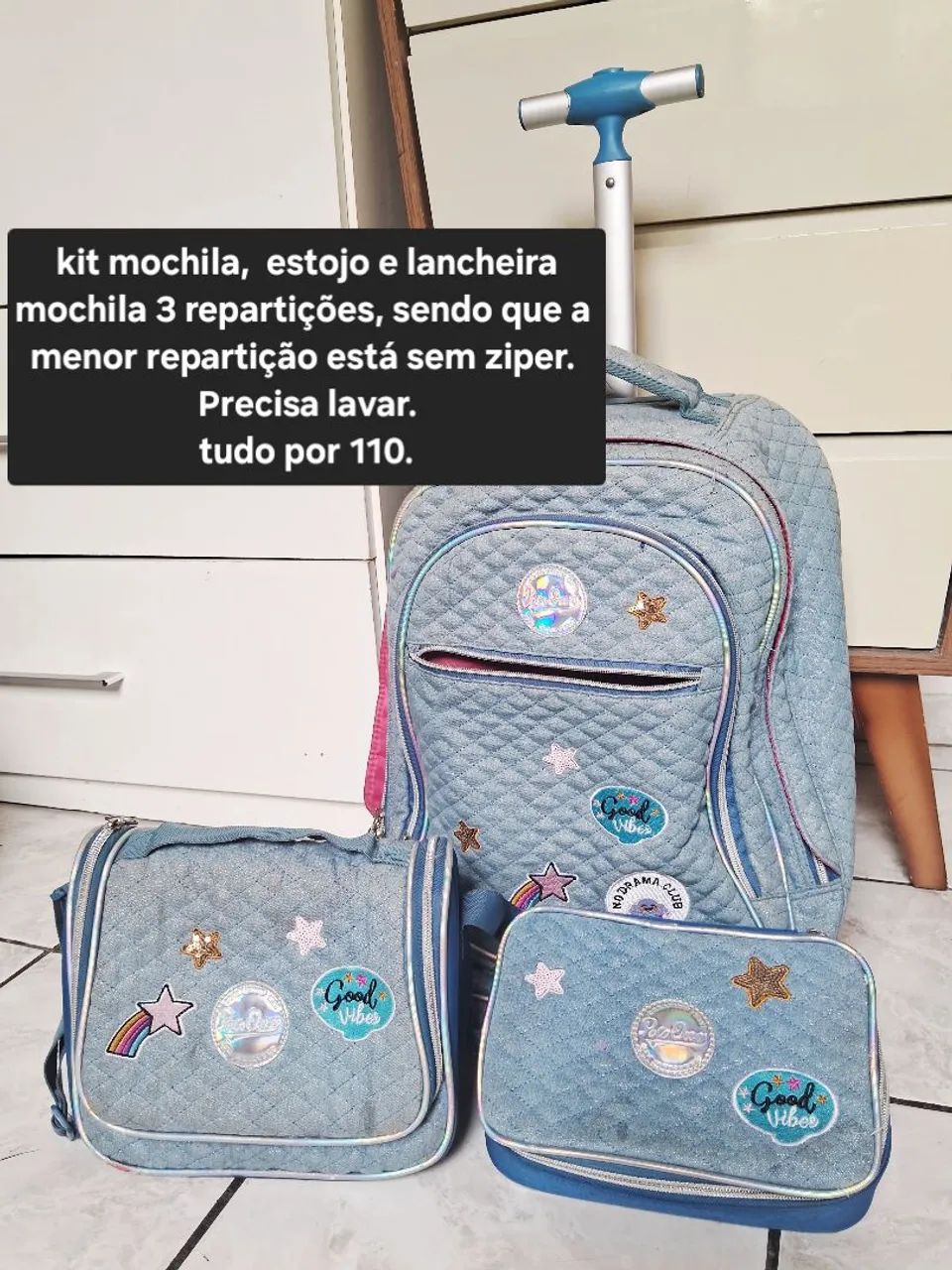 Kit mochila, lancheira e estojo