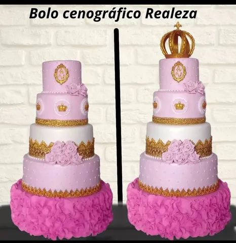 Bolo cenográfico Realeza Rosa (ALUGUEL)