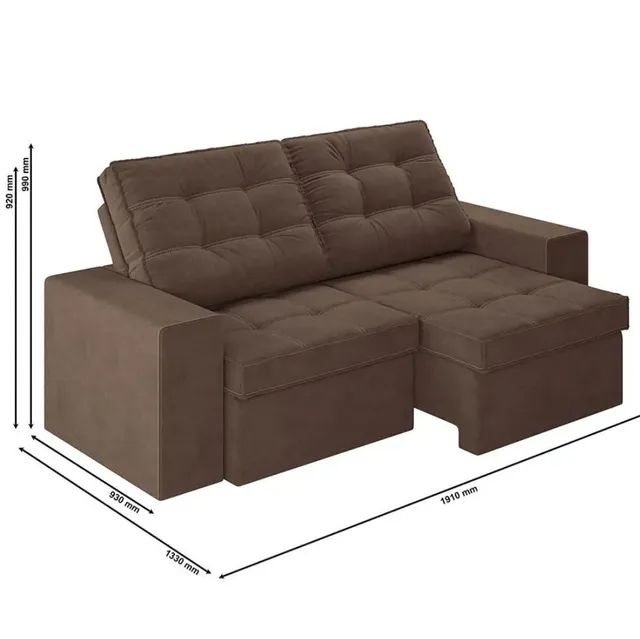 Sofá 3 Lugares Retrátil e Reclinável 191cm de Largura Móveis