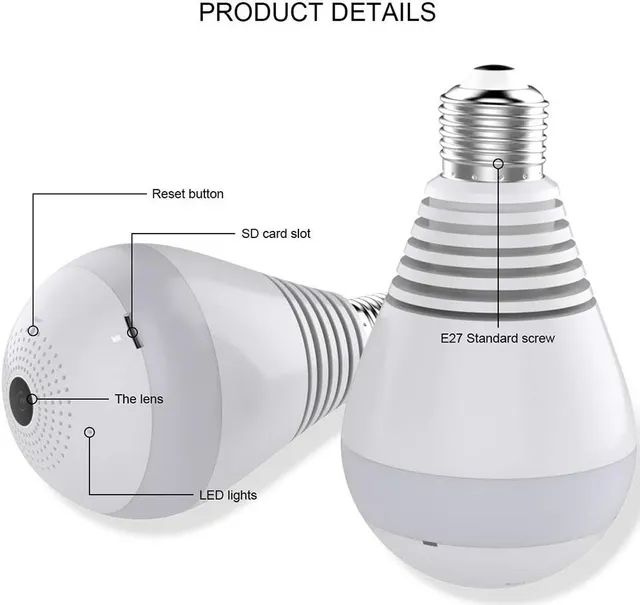 Câmera Espiã Lâmpada Bocal 360° - Foto 2