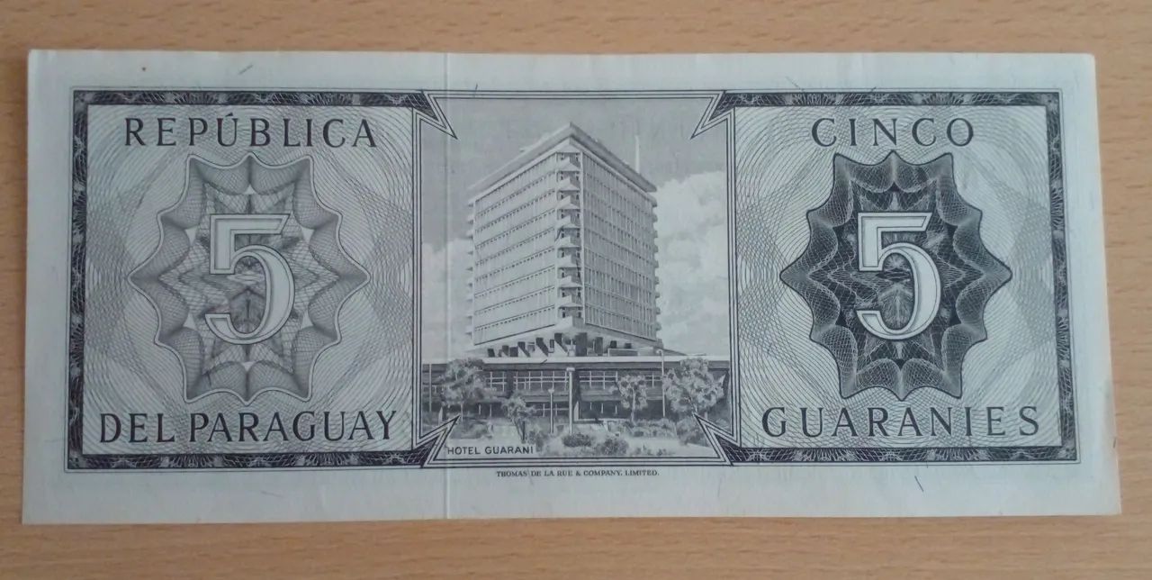 P#195 - 5 Guaranies, cor preta SOB Paraguay - Foto 2