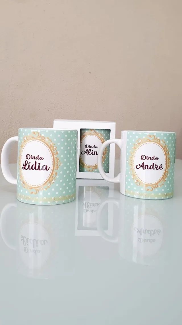Caneca personalizada convite dindo e dinda madrinho e padrinho do bebê - Foto 3