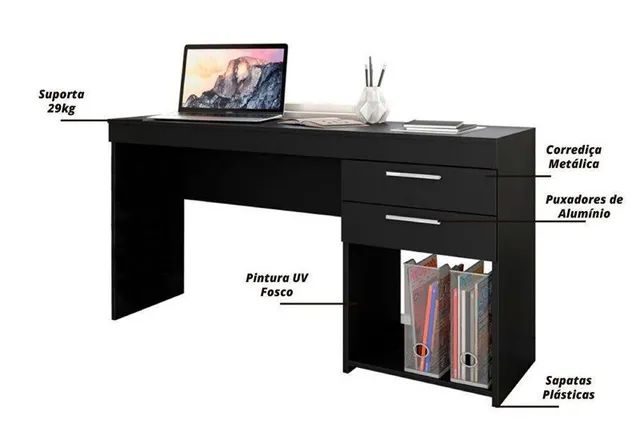 Mesa Office NT 51015 Com 2 Gavetas Notável  - Foto 2