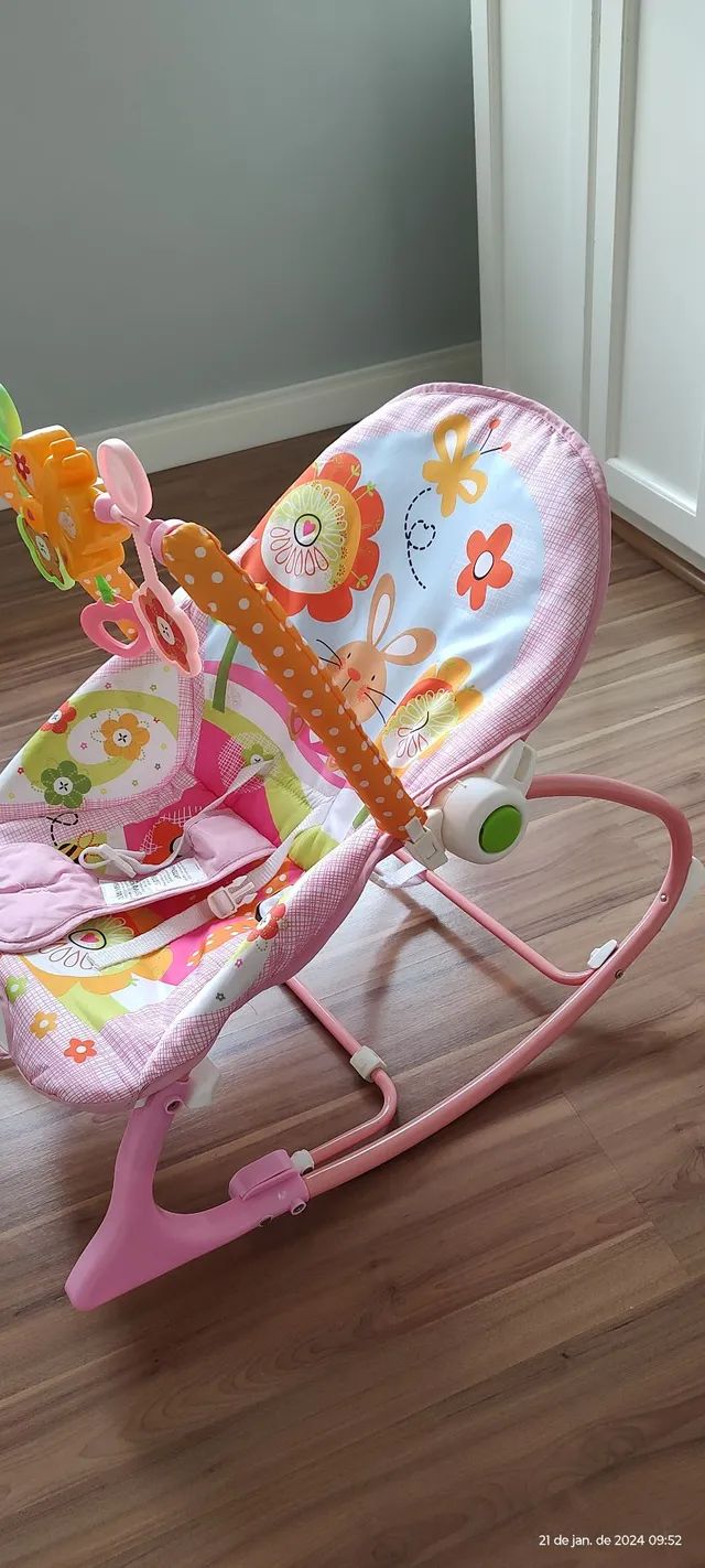 Cadeira Cadeirinha Bebê Descanso Musical Vibratória Rosa Menina