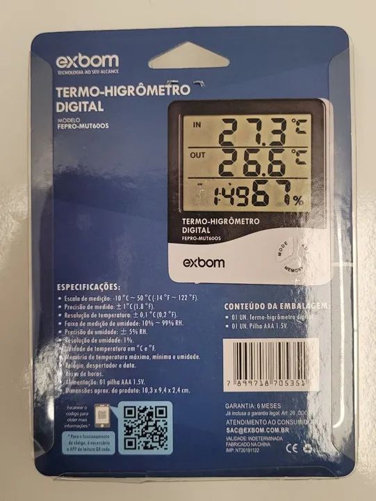Termômetro e Higrômetro Digital Exbom FEPRO-MUT600S - Foto 2
