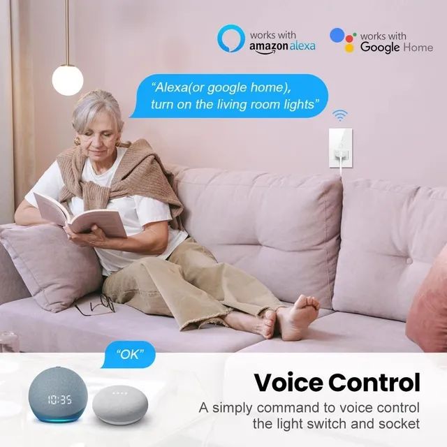Interrupção Wifi Tuya Lampada + Tomada, Compatível com Alexa - Foto 5