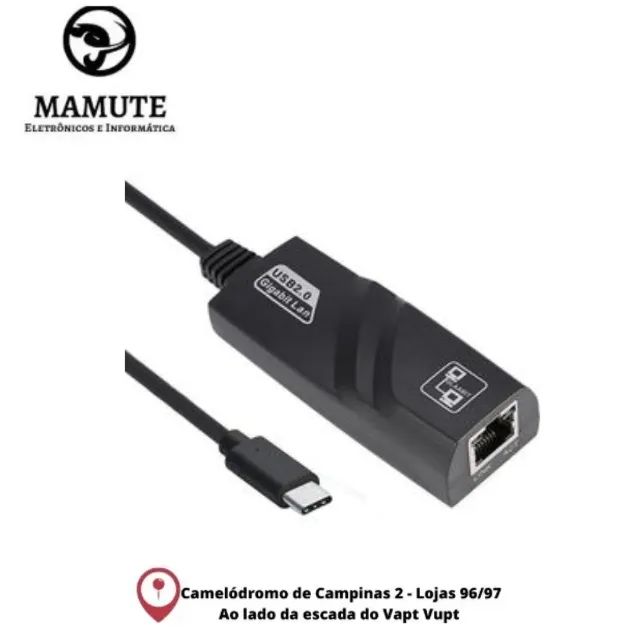 Adaptador De Rede Type-c X Rj45 Fast Ethernet 10/100 Mbps