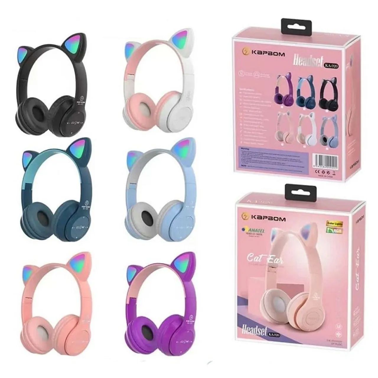 Headphone Bluetooth Orelhas de Gato LED RGB - Foto 4