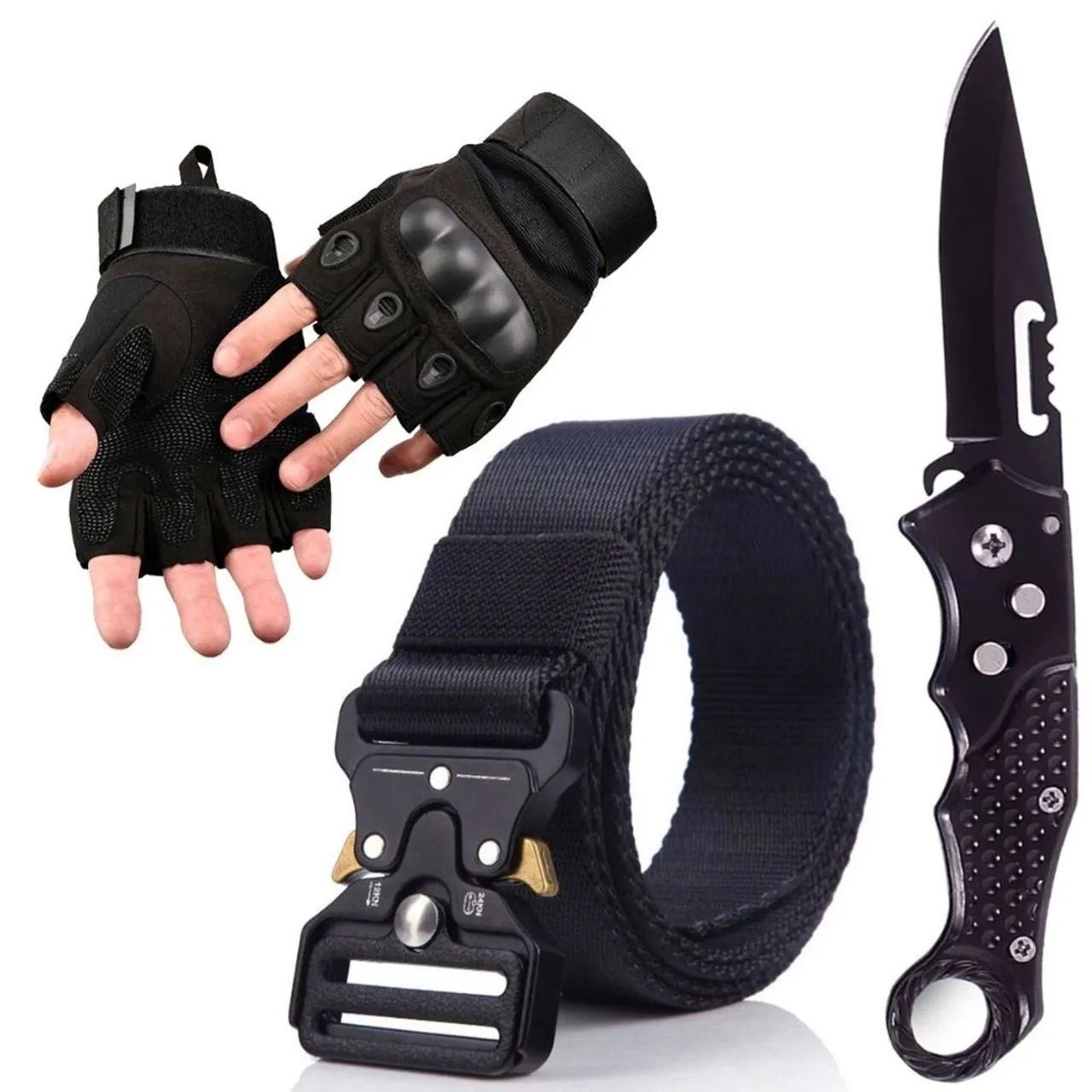 Kit Tático: Luvas, Cintos e Faca - Foto 2