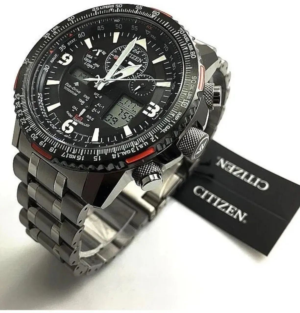 Relógio Citizen Jy8108-53e Skyhawk A-t Titanium Ed. Limitada Cinza
