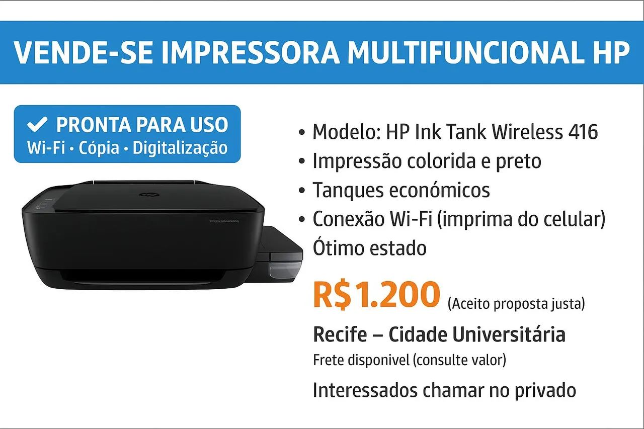 Impressora Multifuncional HP Ink Tank Wireless 416