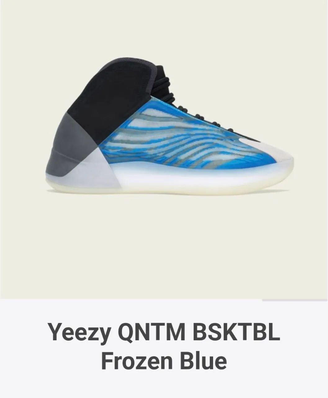 Yeezy QNTM BSKTBL Frozen Blue Calçados Jardim Dourado