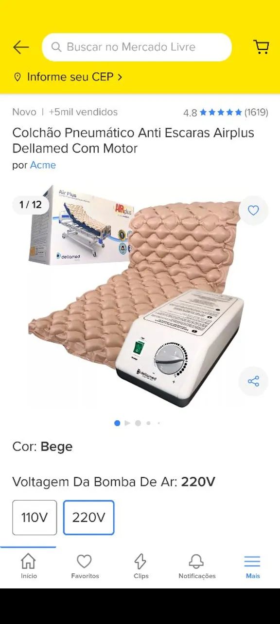 Colchão Pneumático Anti Escaras Airplus Dellamed Com Motor