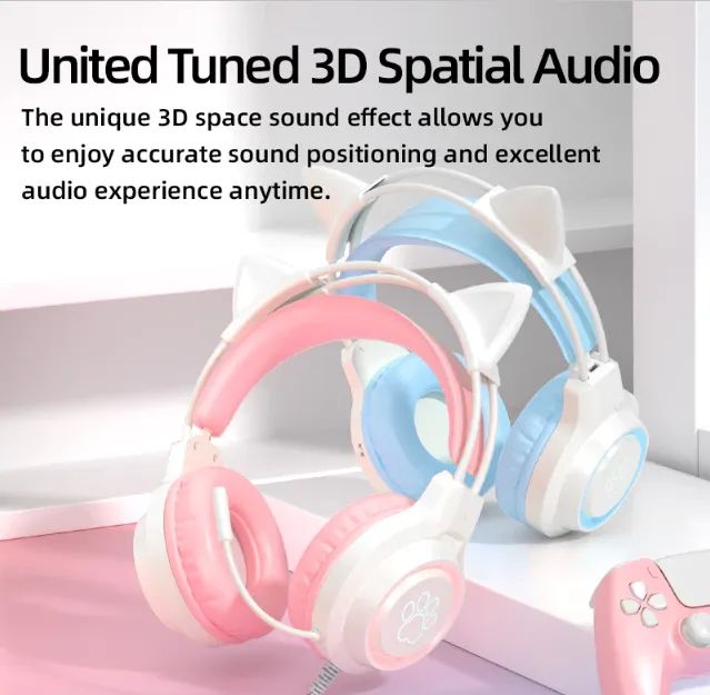 Headphones Gatinho com Cancelamento de Ruído por Fio