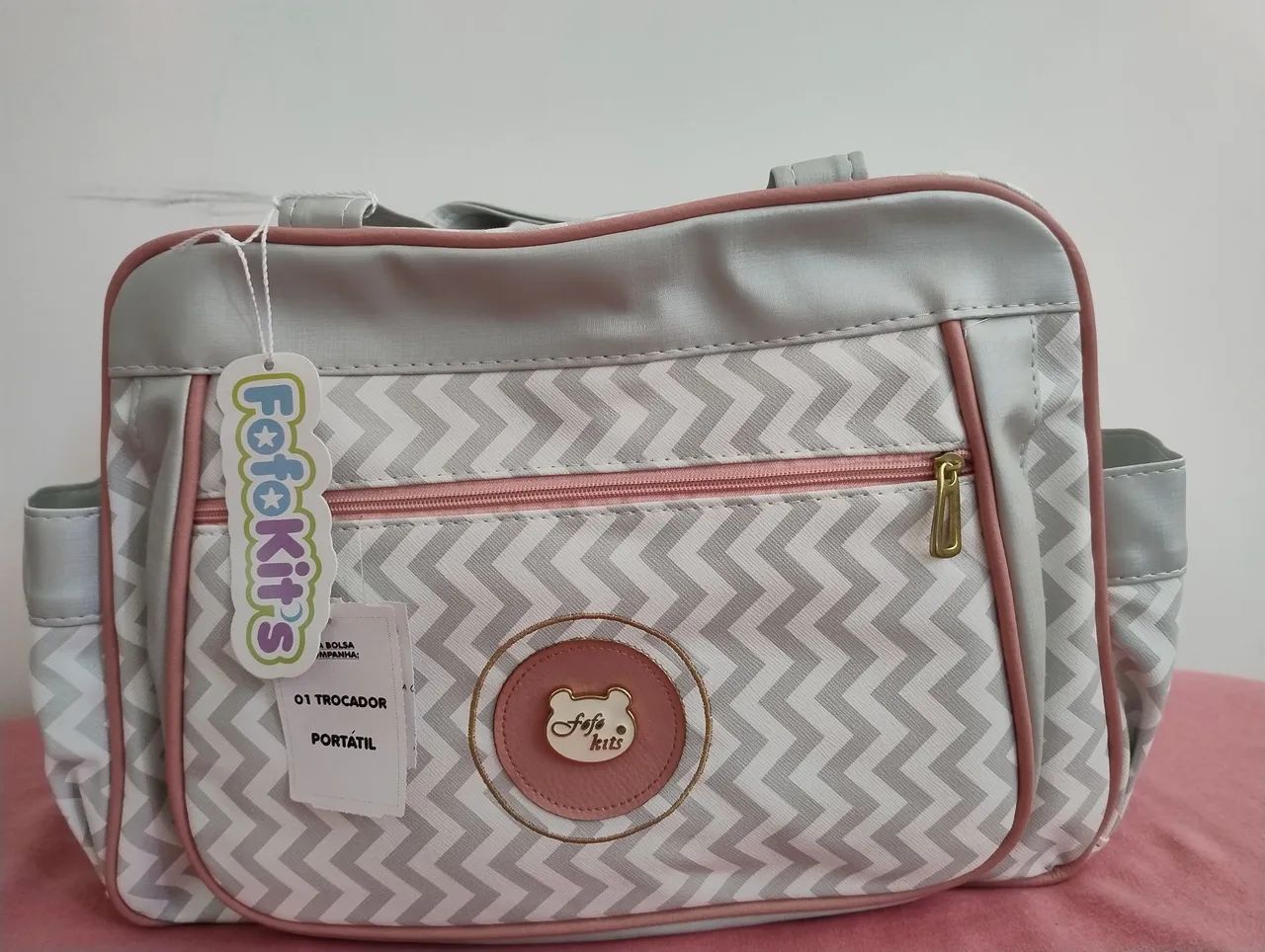 Bolsa Maternidade Fofo Kits Cinza e Rosa