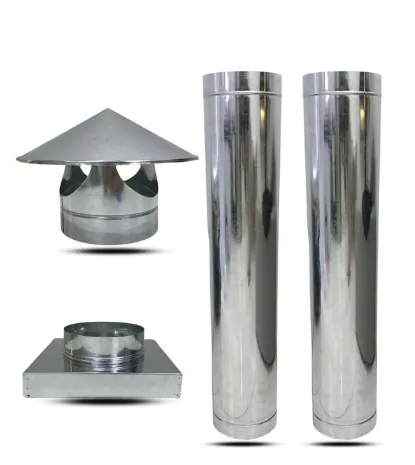 Kit Exaustão Compacto Galvanizado Churrasco 2 Dutos 50cm + Chapéu + Adaptador Diâme