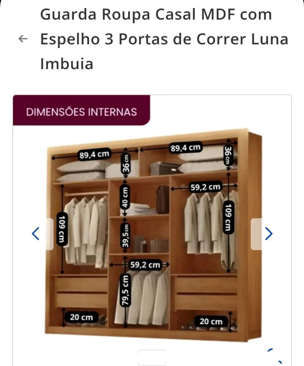 Cama Box Casal de Embuia e Guarda Roupas três portas. - Foto 5