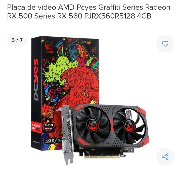 Placa de vídeo AMD Pcyes Graffiti Series Radeon RX 560 4GB