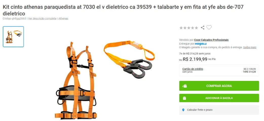 Cinto Paraquedista Abdominal Athenas AT 7030 EL V 4 Pontos e Porta Feramentas CA 39539 - Foto 6