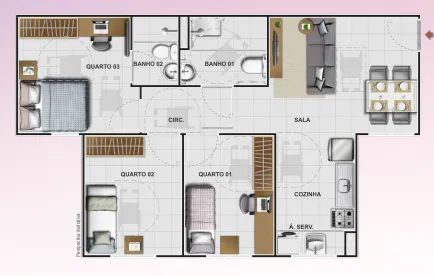 CA - Aptos 03 quartos de 60,50 m2 suíte!  Sinal a parte de (R$ 5.000,00 )  - Foto 5