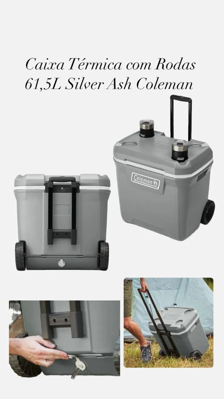 Caixa Térmica com Rodas 61,5L Silver Ash Coleman