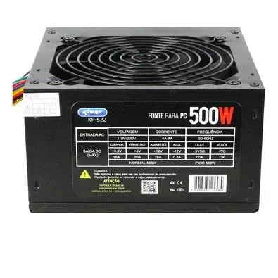[Nova] Fonte Gamer Knup 500W Bivolt 24 Pinos Chaveada Com Cabo de Força!
