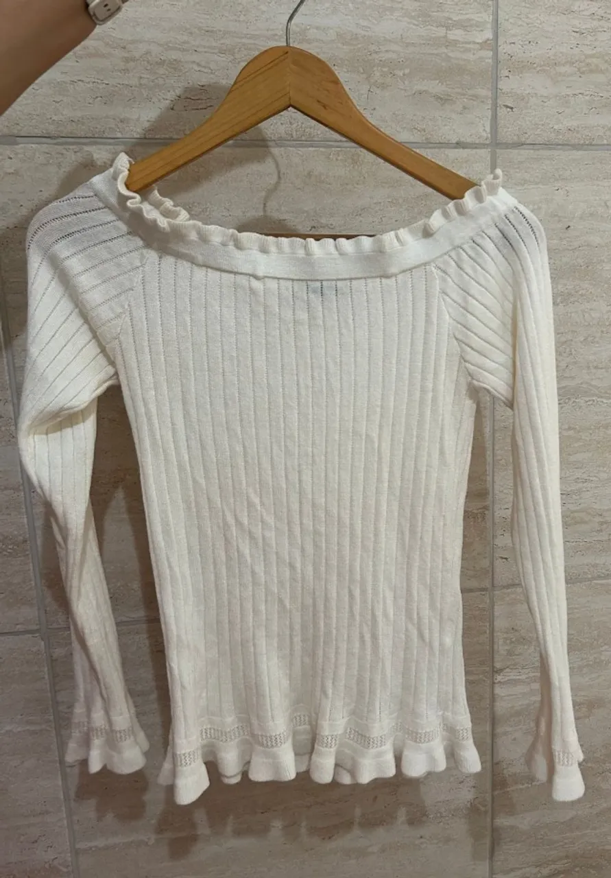 Blusa Hering Manga Longa - Off White | Tamanho P | Semi-nova