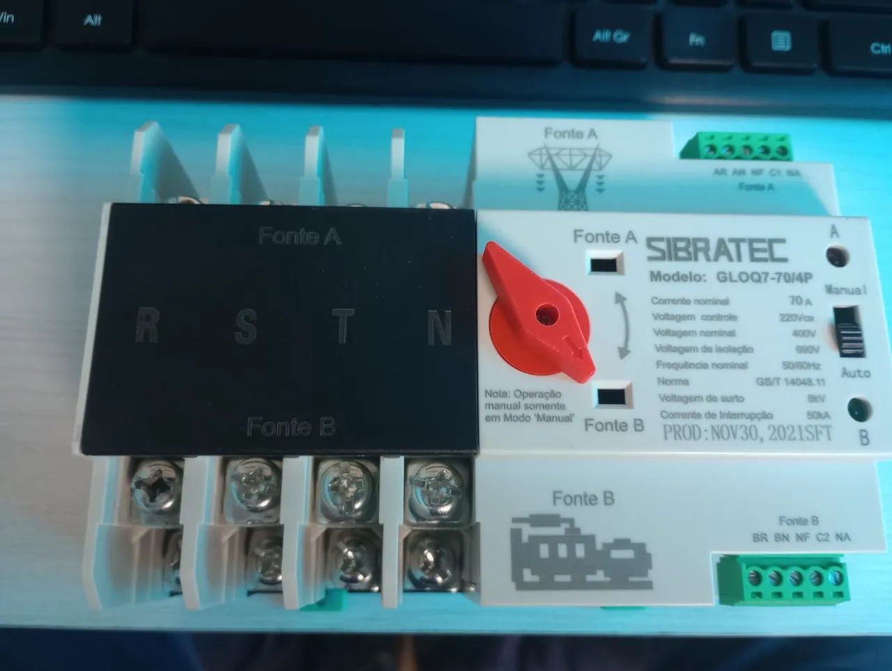 CHAVE TRANSFERENCIA SIBRATEC GLOQ7-4P 70A - Foto 2