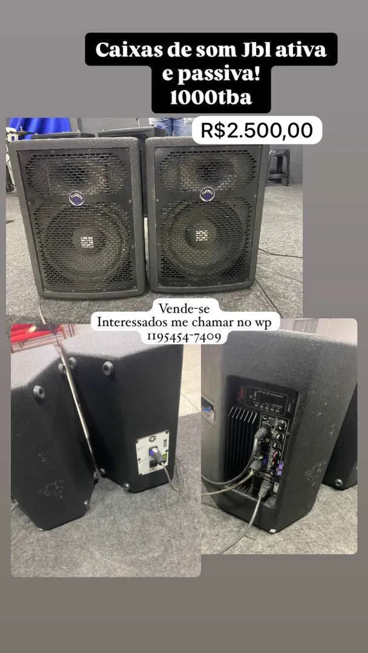 Caixas de Som JBL Ativa e Passiva 1000tba