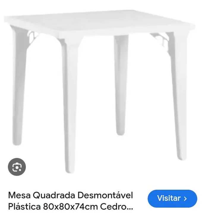 Mesa de plástico quadrada desmontável 80x80 - Foto 2