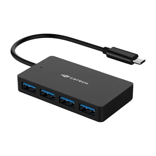 Hub USB-C 3.0 4 Portas C3Tech HU-C310BK - WZetta