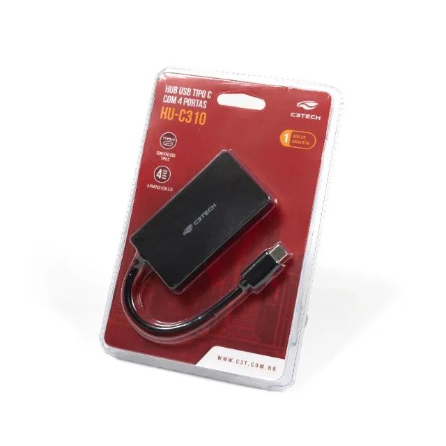 Hub USB-C 3.0 4 Portas C3Tech HU-C310BK - WZetta - Foto 2
