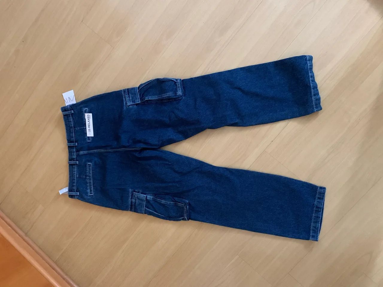 Calça zara cargo relaxed azul nova - Foto 2