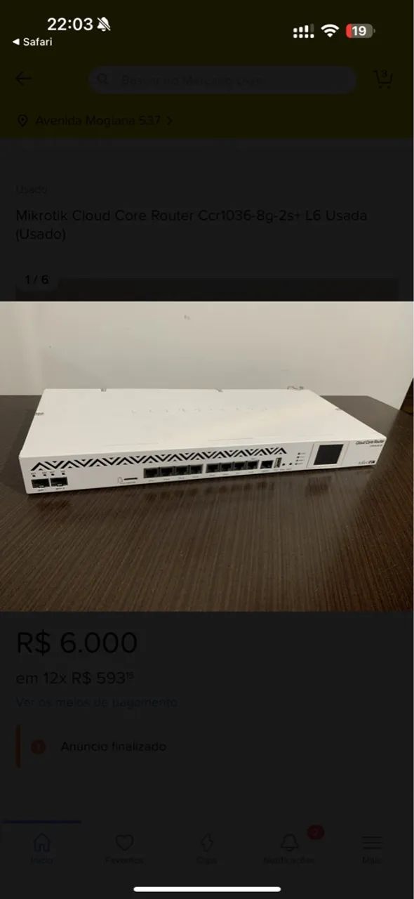 Roteador Mikrotik Cloud Core CCR1036-8g-2s+ L6