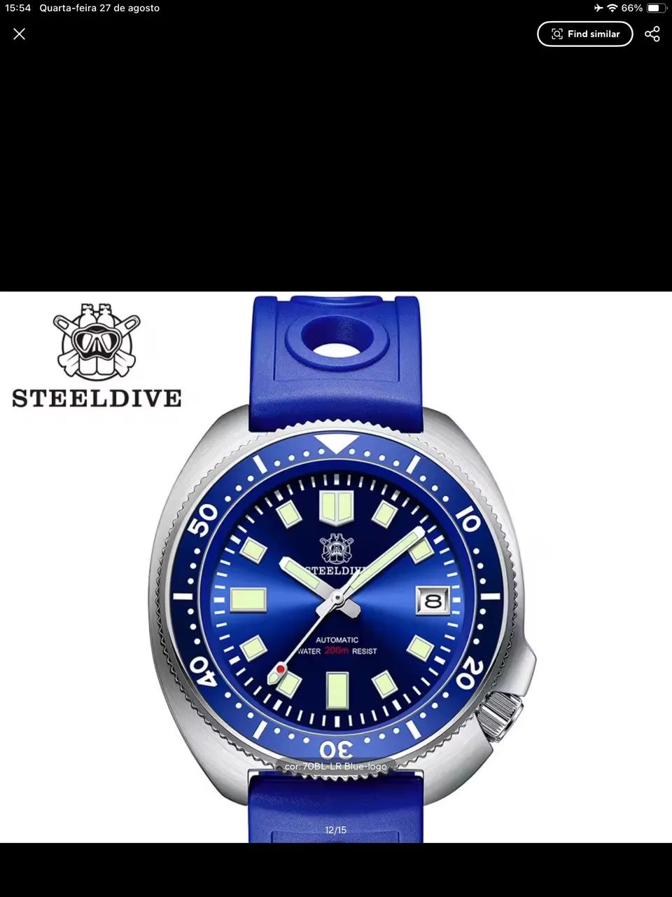Relógio Stell dive sd1970  200mm 44 mm 