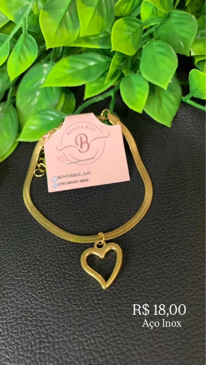Pulseira Coração Aço Inox - Bonita Biju