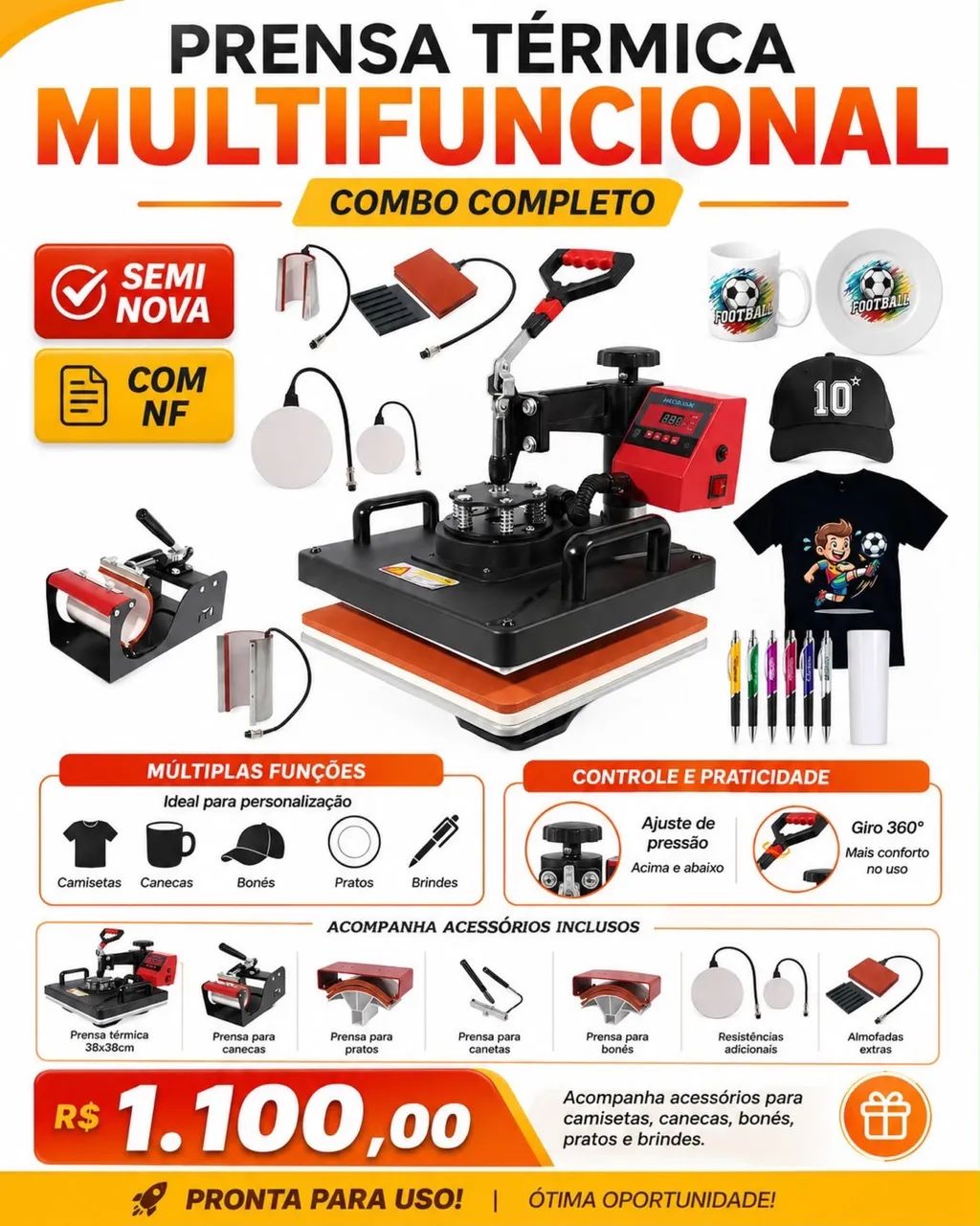 KIT MÁQUINA SUBLIMAÇÃO 