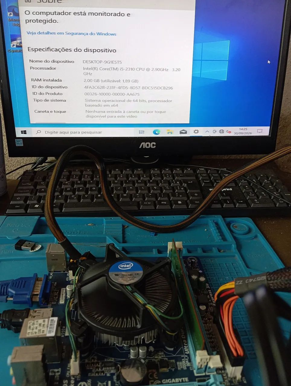 Placa Mãe Gigabyte H61M-S1 Core i5 2310 C/Espelho