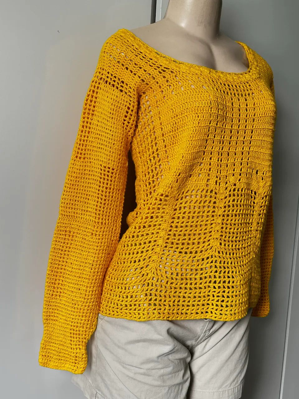 Blusa amarela de crochet  - Foto 3